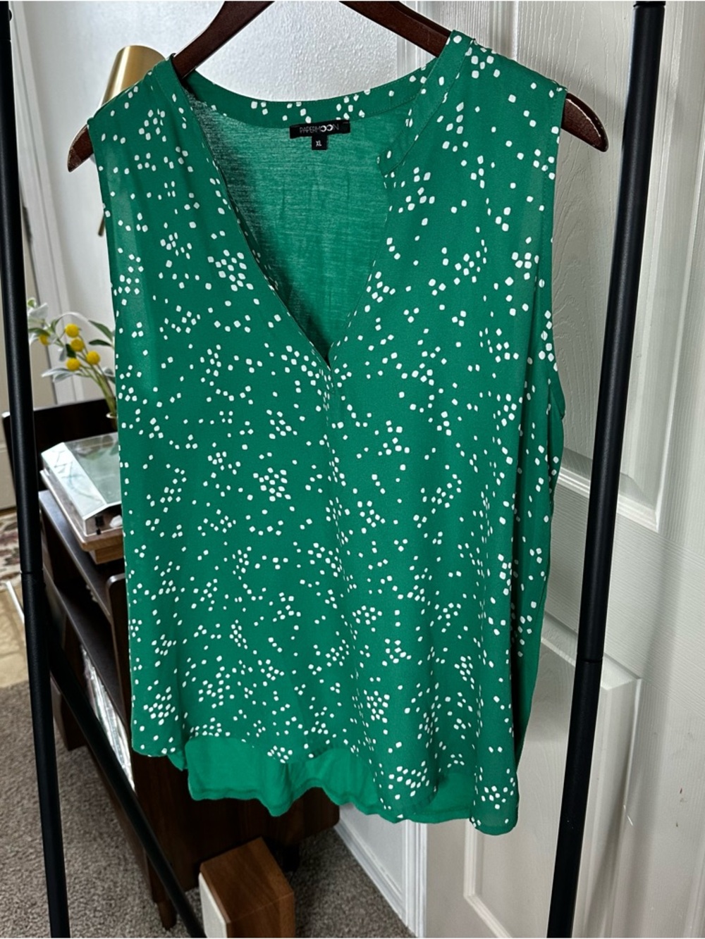 Papermoon Green V-Neck Sleeveless Dot-Print Camisole ❄️